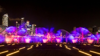 A myriad of colours at Spectra, a water and light show at Marina Bay