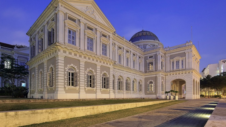 Exterior of the National Museum of Singapore against the evening sky