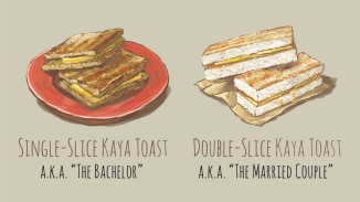 Một phần Bánh mì nướng Kaya một lát và hai lát
